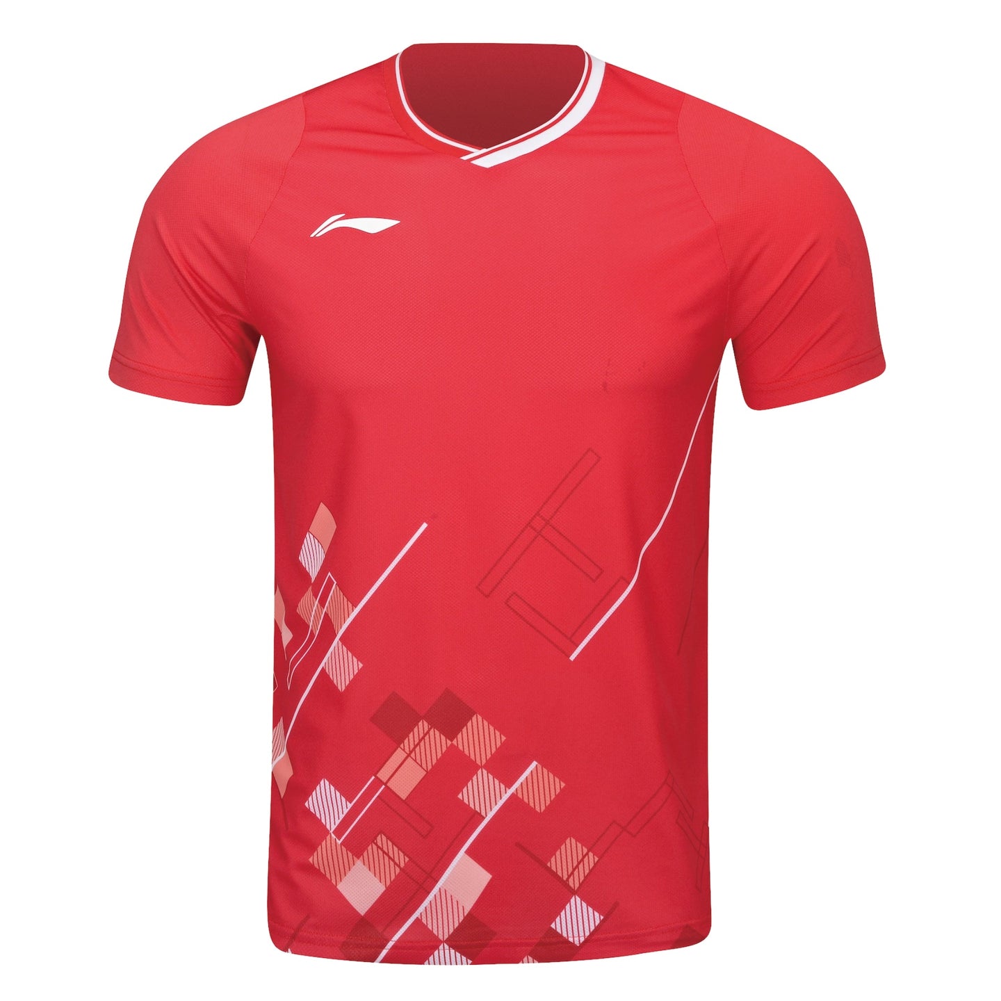 Badminton T-shirt - Li-Ning Matrix Red Unisex - SportYouUp Danmark